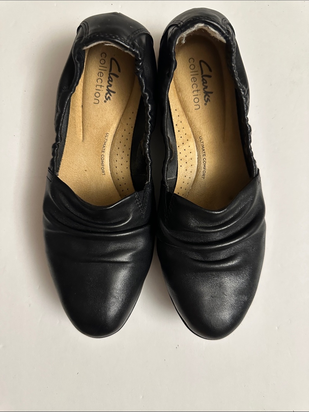 Clarks Black Leather Slip-On Women's Comfort Flats